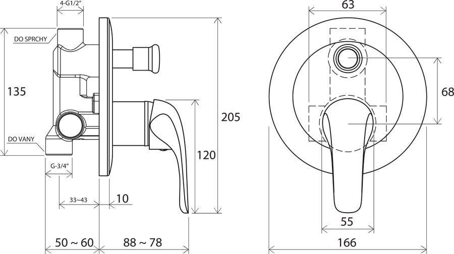 Ravak Rosa Встроенный смеситель с переключателем RS 061.00  X070014  - Изображение 3