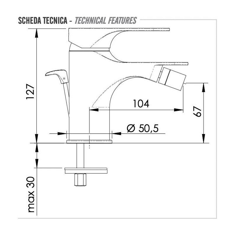 REMER Class Line Смеситель для биде с донным клапаном