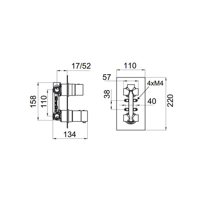 REMER Встраиваемый термостат для душа с переключателем на 3 потребителя Хром  QT93  - Изображение 2