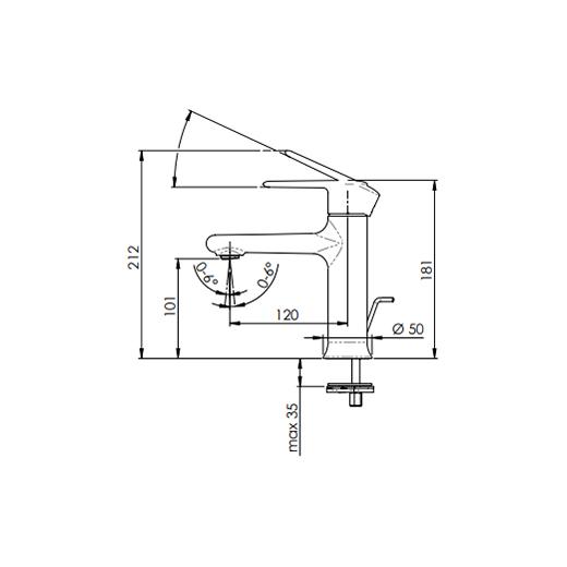 REMER Однорычажный смеситель для раковины с донным клапаном Хром  V10  - Изображение 2
