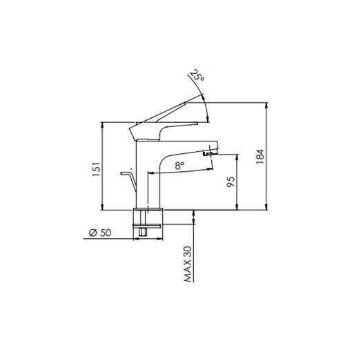 REMER Однорычажный смеситель для раковины с донным клапаном Хром  W10  - Изображение 2