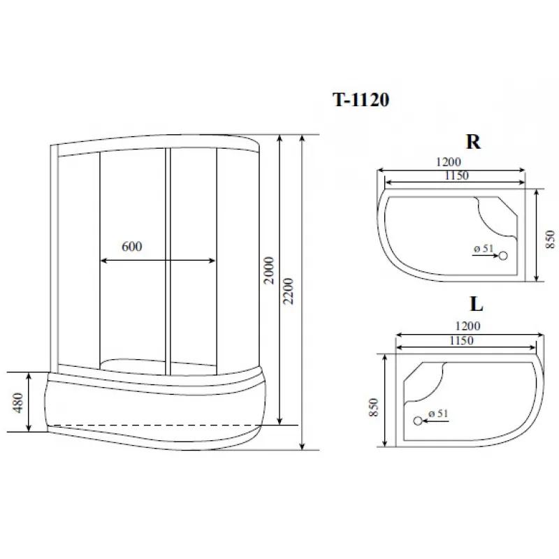 Timo STANDART Душевая кабина T-1120 P R
