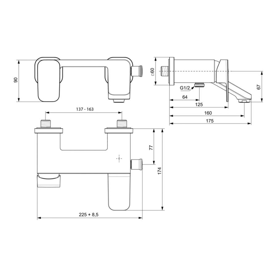 Купить Ideal Standard TONIC II Однорукоятковый настенный смеситель для ванны/душа
