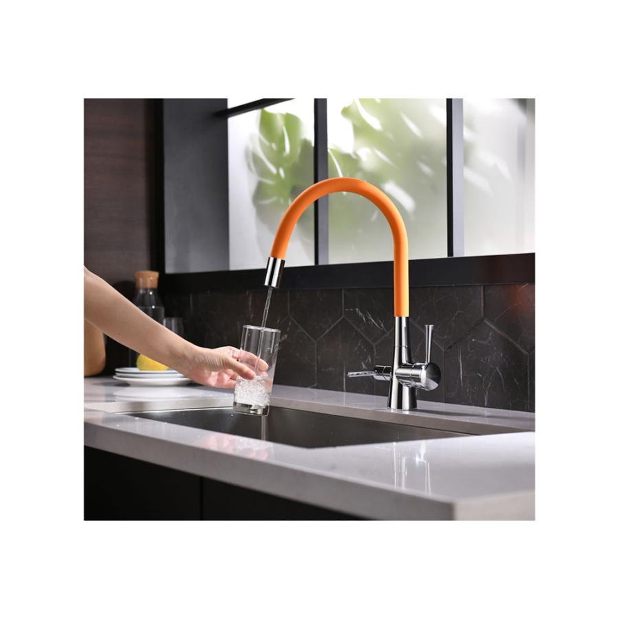 Lemark Comfort Смеситель для кухни с подключением к фильтру с питьевой водой хром-оранжевый  LM3075C-Orange  - Изображение 3