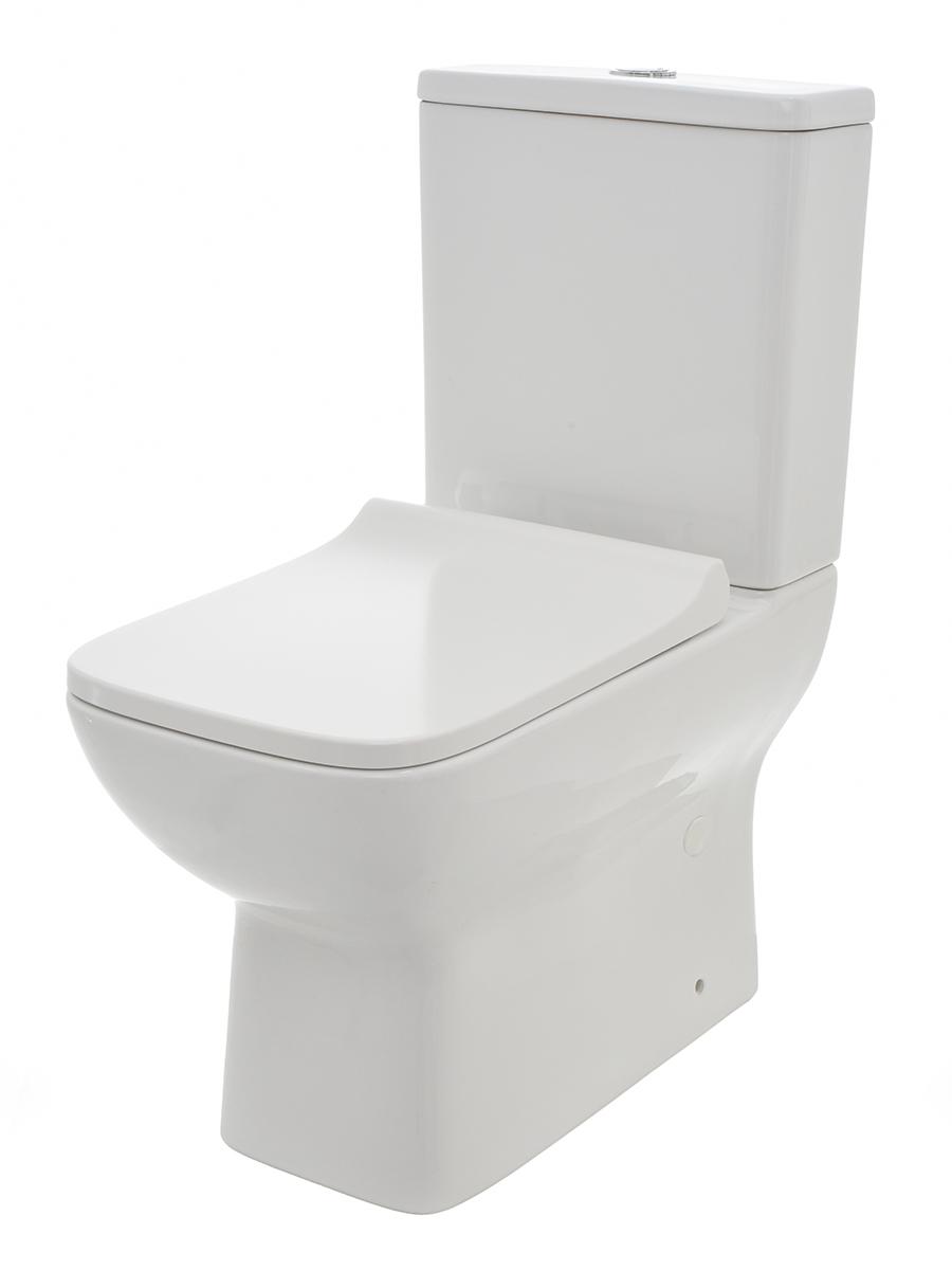 AQUAme Унитаз напольный Rimless с сиденьем SoftClose горизонтальный выпуск 615x350x410мм белый глянцевый  AQM1004  - Изображение 1