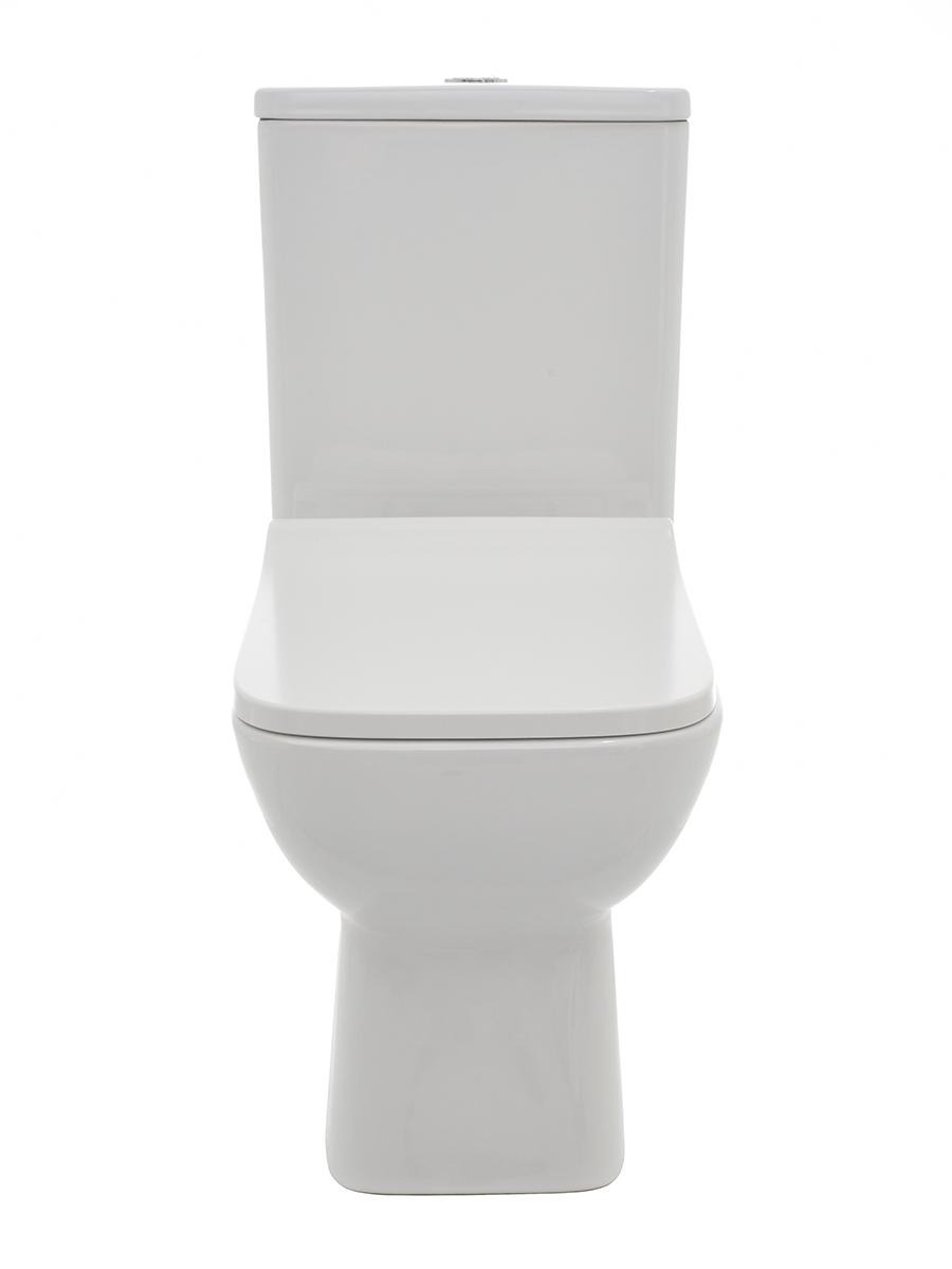AQUAme Унитаз напольный Rimless с сиденьем SoftClose горизонтальный выпуск 615x350x410мм белый глянцевый  AQM1004  - Изображение 3
