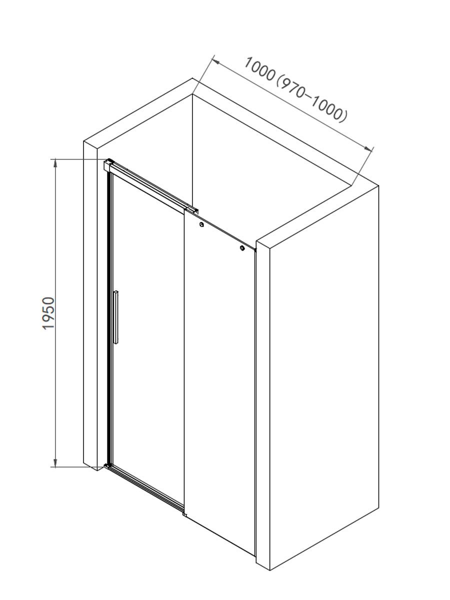 AQUAme Душевая дверь в нишу 1000x1950мм стекло 8мм цвет профиля хром  AQM4803-10  - Изображение 4