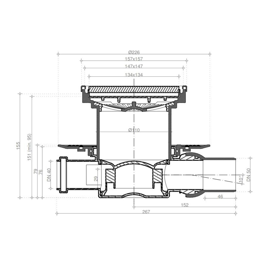 Pestan Душевой трап Confluo Standard Black Glass 2 15х15 в интернет-магазине