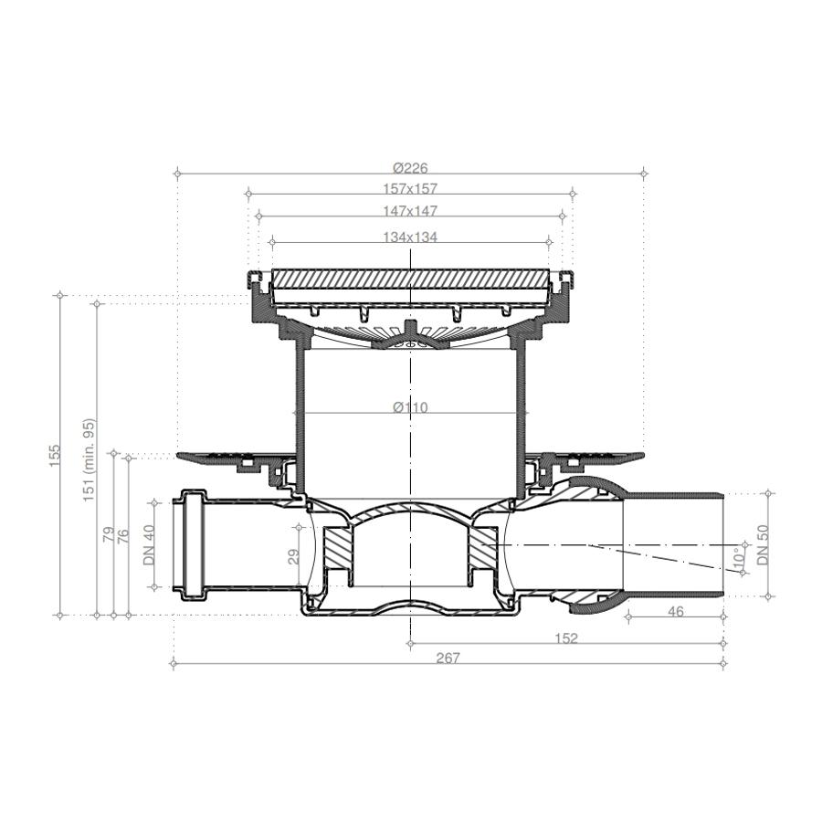 Pestan Душевой трап Confluo Standard Black Glass 3 15х15 в интернет-магазине