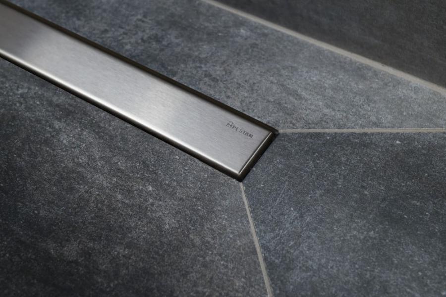 Pestan Душевой поддон под плитку Confluo Board UNI 900 со встроенный лотком Frameless Line Black Glass 550 изображение