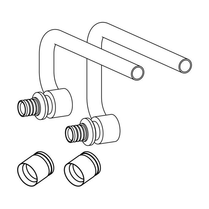 РЕХАУ SL-комплект двух Левых концевых C-образных трубок с гильзами 16-12x1.0 для подключения радиаторов