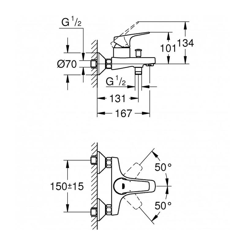 Grohe BauFlow Смеситель для ванны