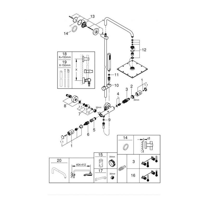 Купить Grohe Euphoria Cube 230 Душевая система с термостатом