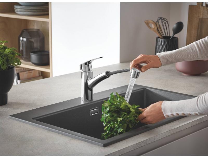 Grohe Eurosmart Однорычажный смеситель для кухонной мойки с поворотным изливом и вытяжным душем заказать онлайн
