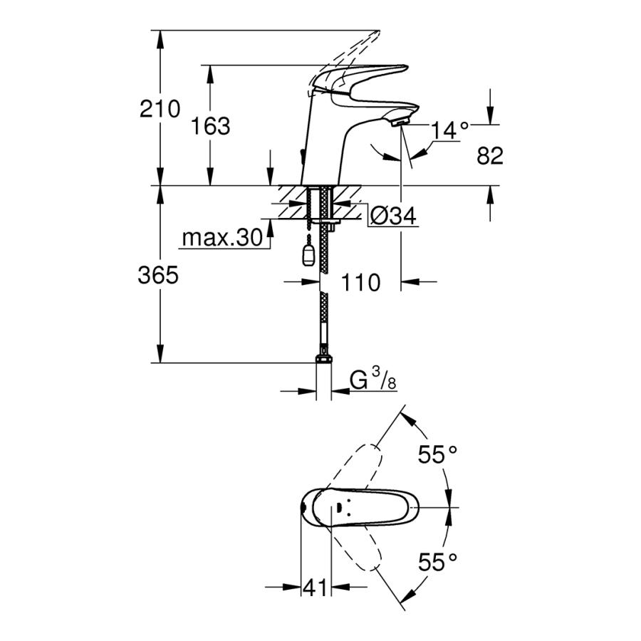 Grohe Eurostyle Смеситель для раковины с цепочкой