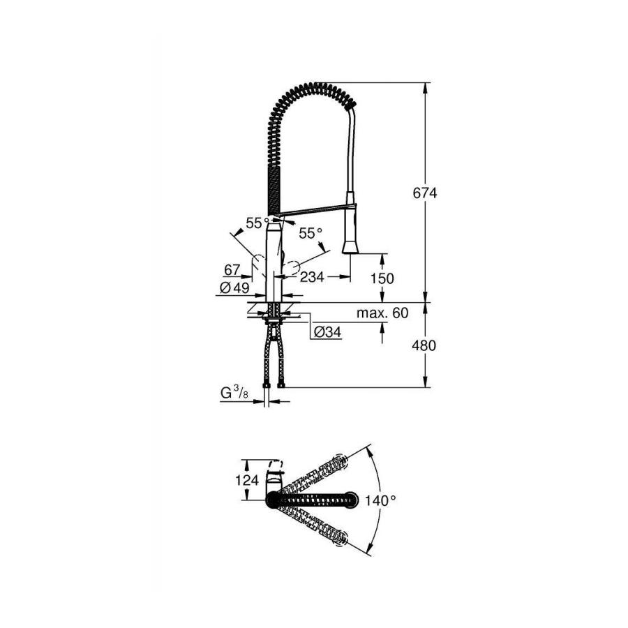 Grohe K7 Смеситель для кухонной мойки с высоким изливом