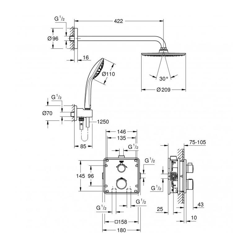 Grohe Rainshower Cosmopolitan 210 Набор для комплектации душа