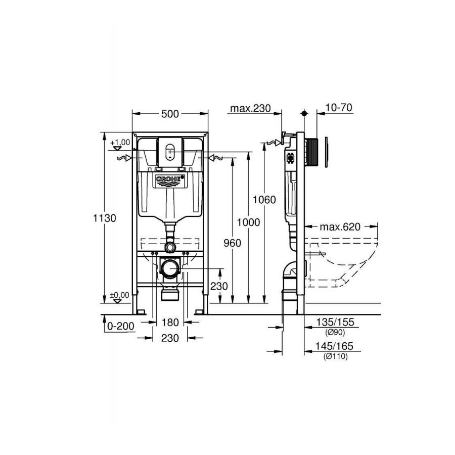 Grohe Rapid SL Инсталляция для унитаза в комплекте с клавишей