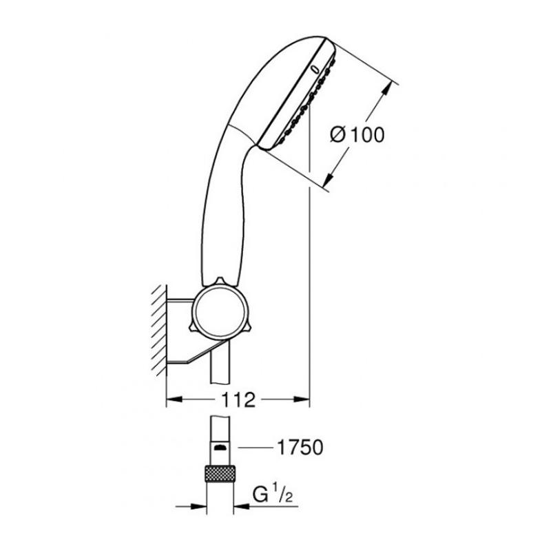 Grohe Tempesta New II Душевой набор из ручного душа со шлангом и настенного держателя