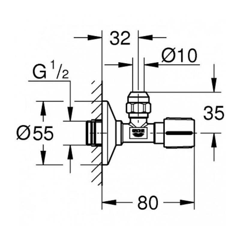 Grohe Вентиль угловой 1/2″-3/8″ для подключения смесителей
