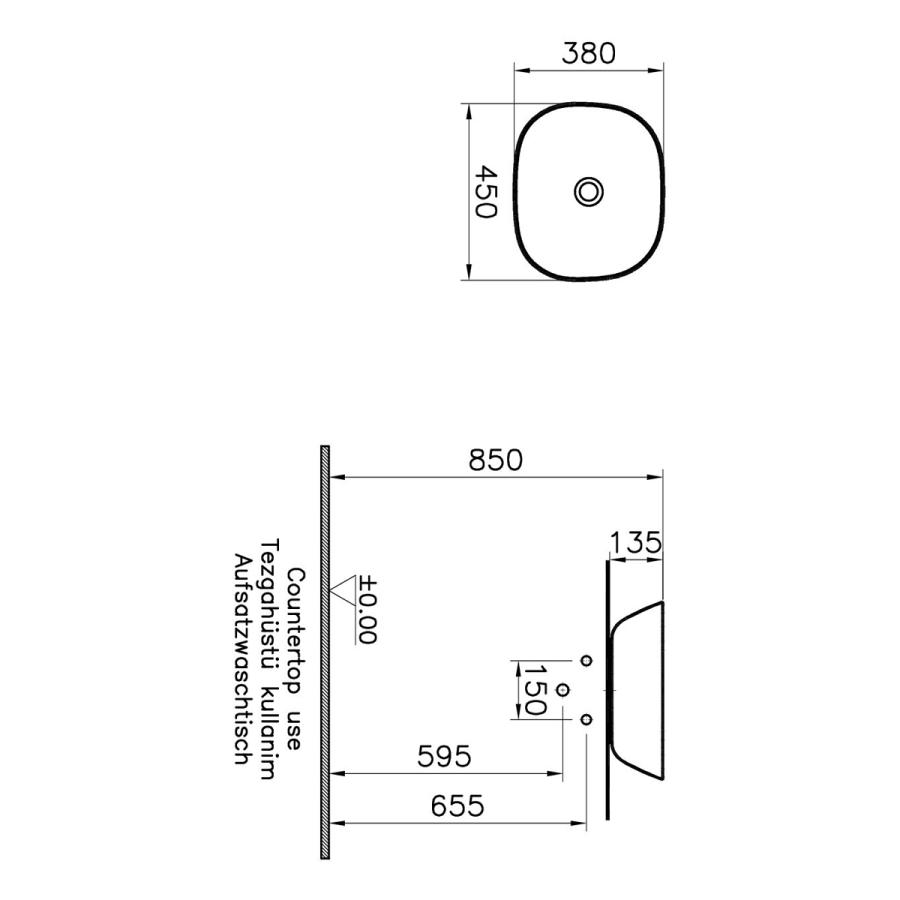 Vitra Раковина-чаша Plural низкая квадратная 45 x 38