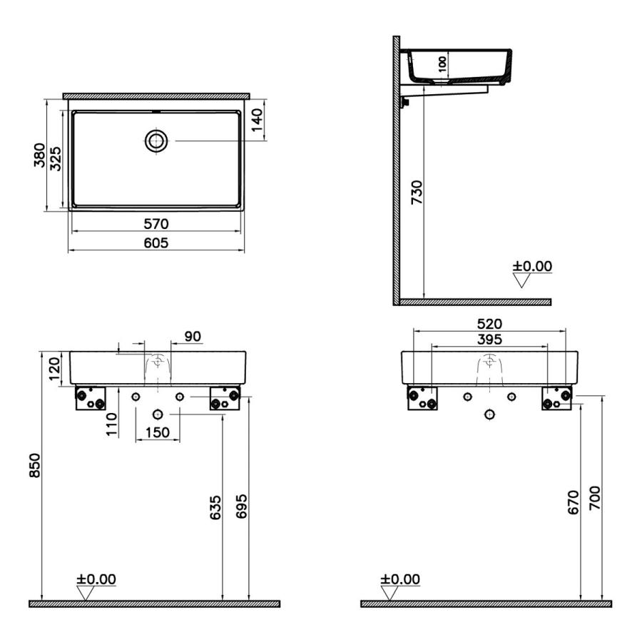 Vitra Раковина-чаша ArchiPlan прямоугольная 60 x 38