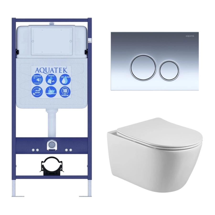 AQUATEK БЕТТА рама AQUATEK Standard с клавишей и крепежом унитаз БЕТТА с тонким сиденьем soft-close SET AQUATEK БЕТТА KDI18