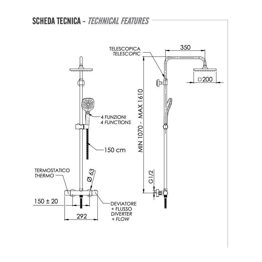 REMER Elegance Душевая система термостатическая