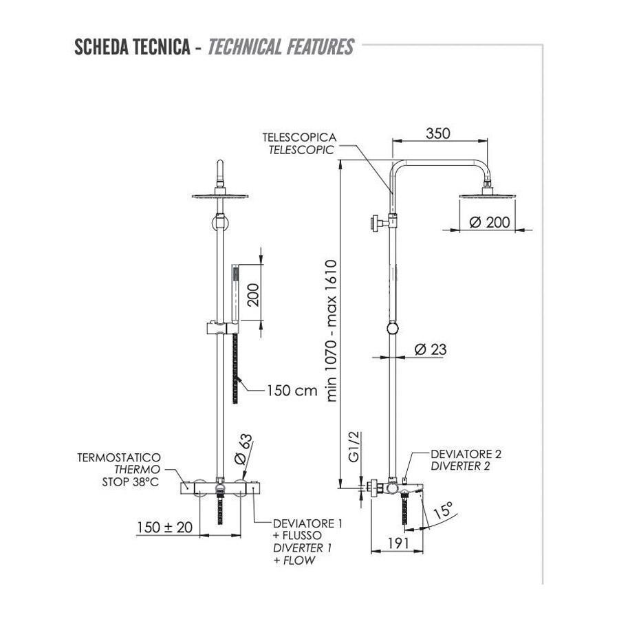 REMER Elegance Душевая система термостатическая с изливом