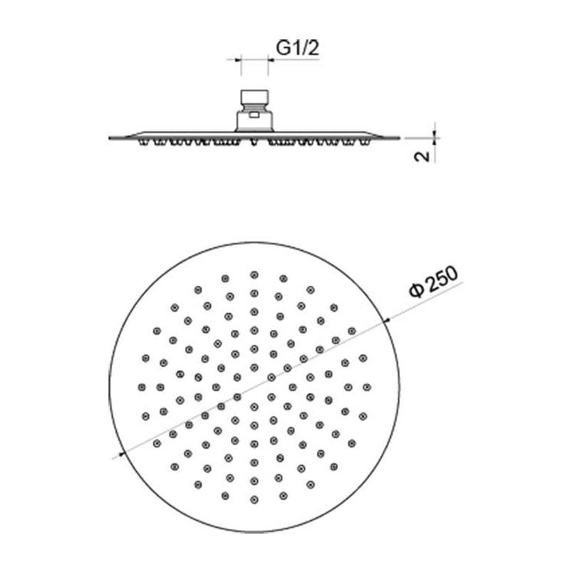 AQUATEK Круглый верхний душ 250x2 мм
