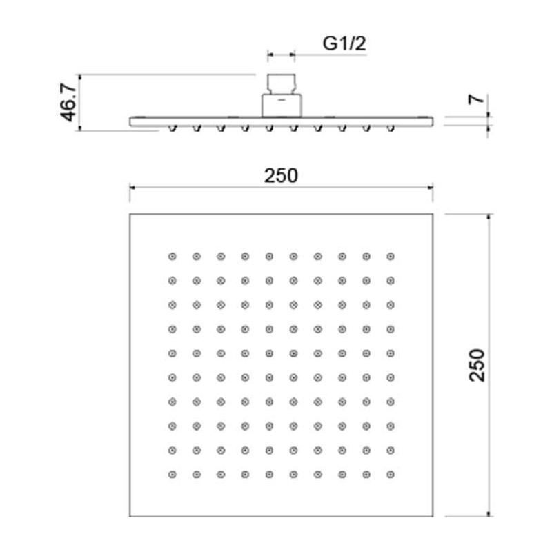 AQUATEK Квадратный верхний душ 250x250x7 мм