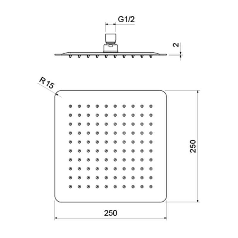 AQUATEK Квадратный верхний душ 250x250x2 мм