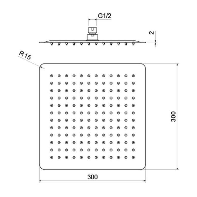 AQUATEK Квадратный верхний душ 300x300x2 мм