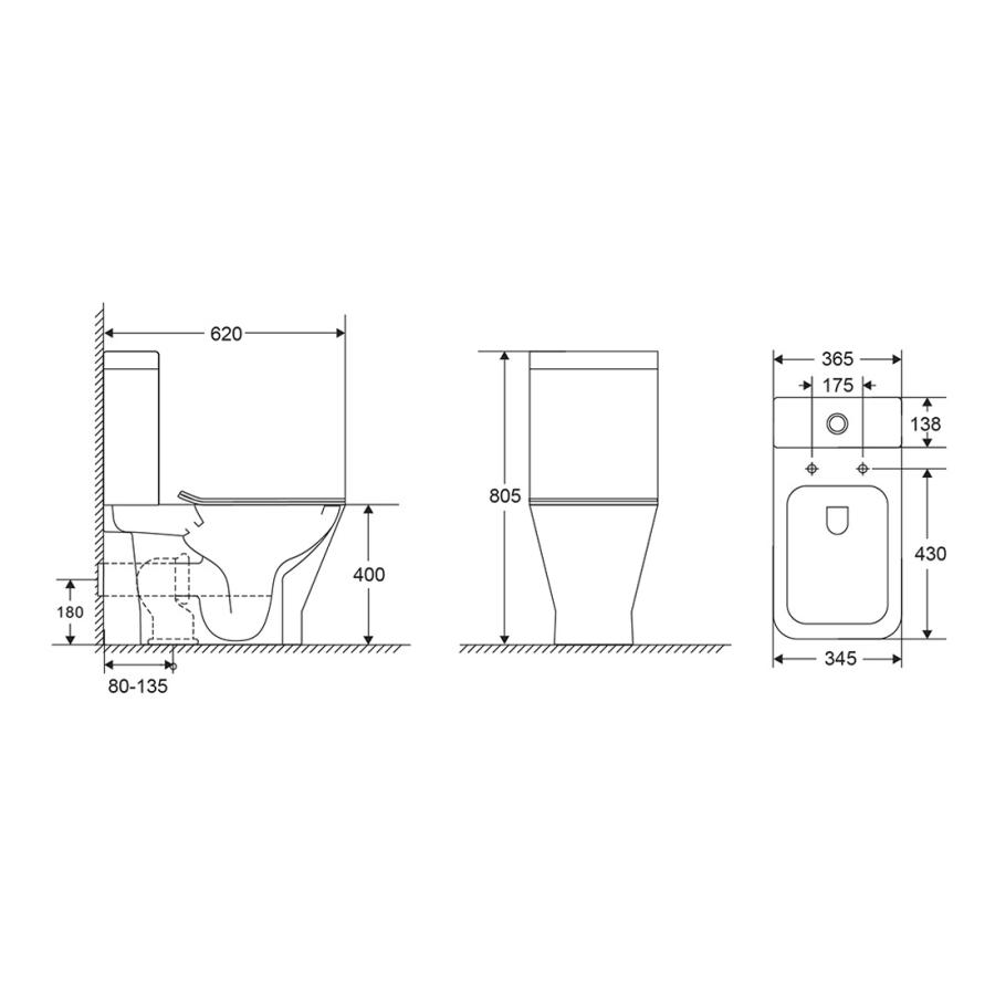 AQUAme Унитаз напольный Rimless c сиденьем SoftClose горизонтальный выпуск open back 610x340x415мм заказать онлайн