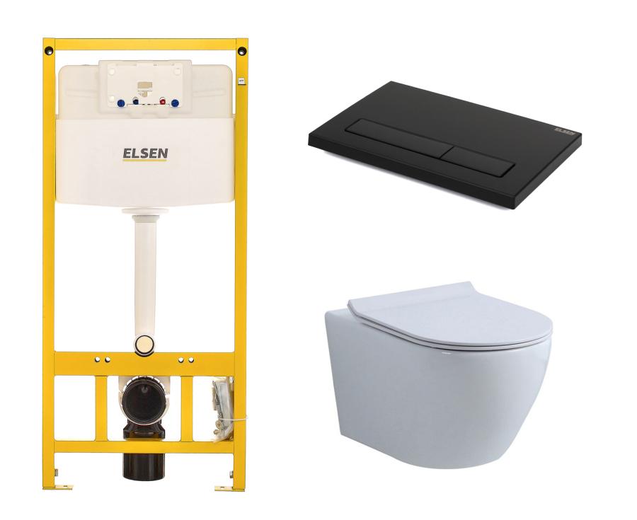 ELSEN E16 Комплект инсталляция с подвесным унитазом и клавишей смыва EIN500.1120/E16.blackmatt/817B-2 Set