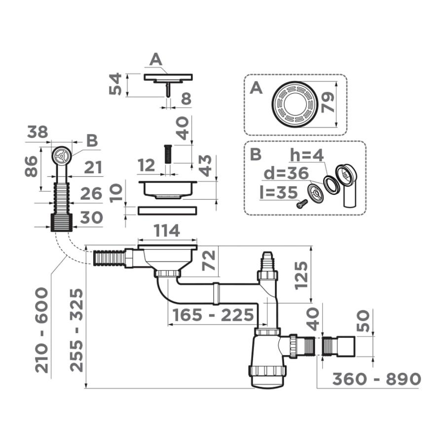 Omoikiri WK Арматура для одночашевых моек с круглым переливом 1-R-AB022