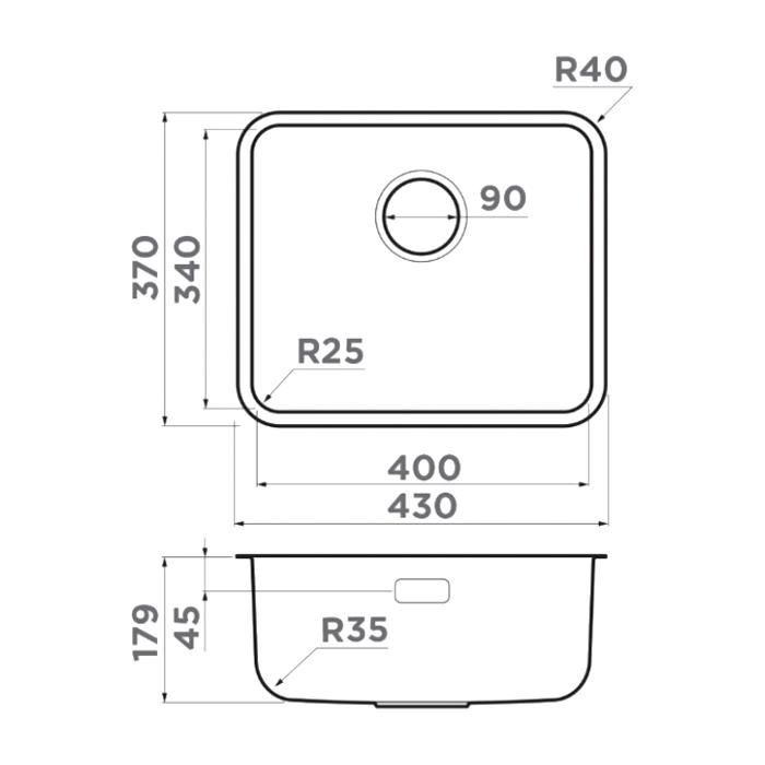 Omoikiri Omi Кухонная мойка 43-U/I Ultra Mini-GB нержавеющая сталь