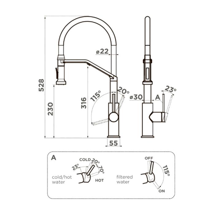 Omoikiri Makkari Смеситель для кухни 2 Plus-SB-C-BL латунь