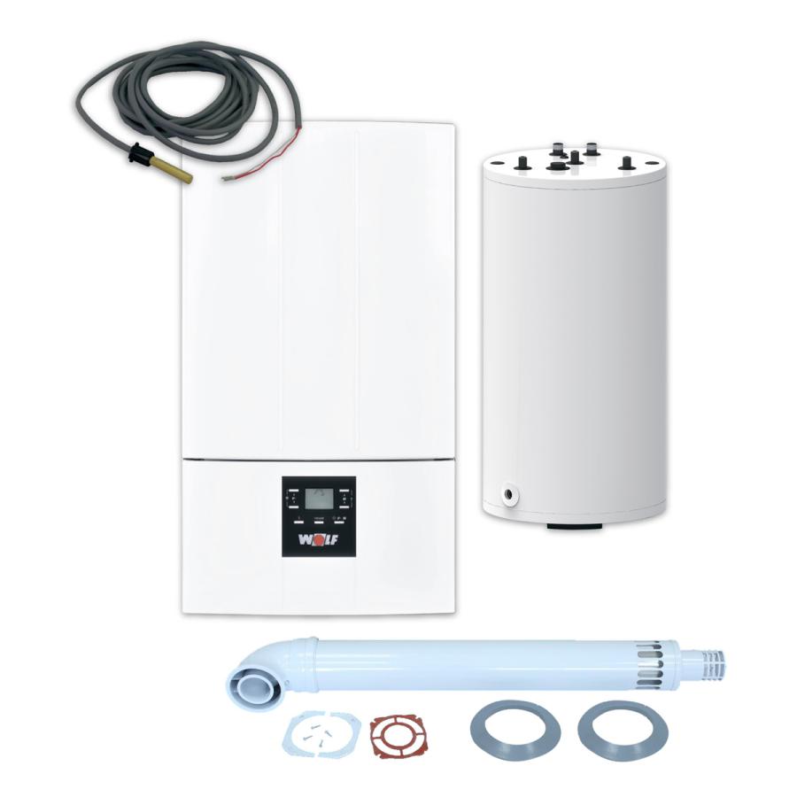 Wolf Комплект Газовый настенный котёл CGG-3-24 с датчиком и дымоходом DN60/100. K8615980006