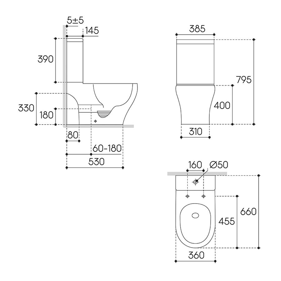 Купить AQUEDUTO OVO Light Унитаз напольный 610x360 безободковый с бачком и сиденьем с микролифтом белый глянцевый