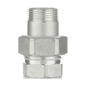 Сгон американка прямой НВ 1/2'-1/2' TIN никелированная латунь с плоским уплотнением