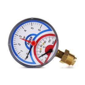 Термоманометр D-80 1/2' радиальный C -от 0 до +120 PN бар-0-6