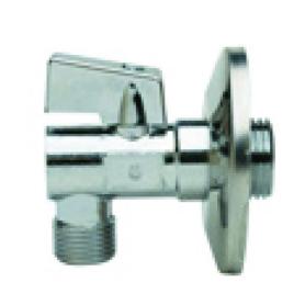 Кран шаровой угловой для стиральных машин с розеткой 3/4' - 1/2' нр-нр ручка-бабочка