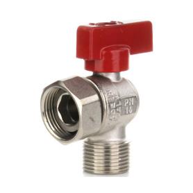 Кран шаровой угловой нр-вр ручка-флажок красная с нг