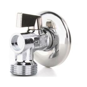 Кран шаровой угловой для стиральных машин с розеткой 1/2'x1/2' нр-нр ручка-бабочка