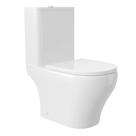 OVO Light Унитаз напольный 610x360 безободковый с бачком и сиденьем с микролифтом белый глянцевый