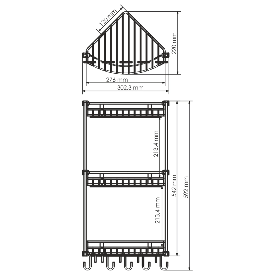 Wasserkraft Полка металлическая тройная хром K-1233