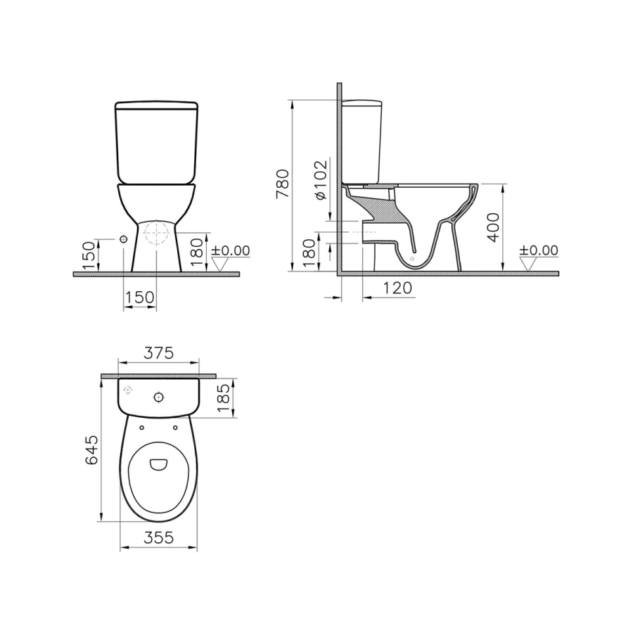 Vitra Напольный безободковый унитаз S10 SmoothFlush c термопластовым  сиденьем микролифт белый 9864B003-7201 – купить в Omnisan