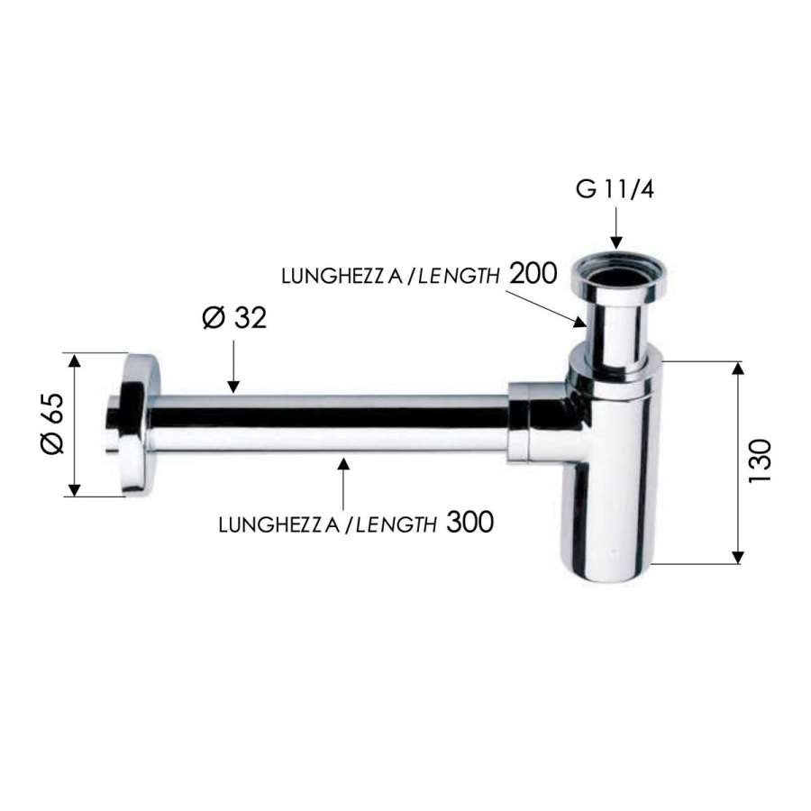 REMER Сифон медь глянцевая 958LRL