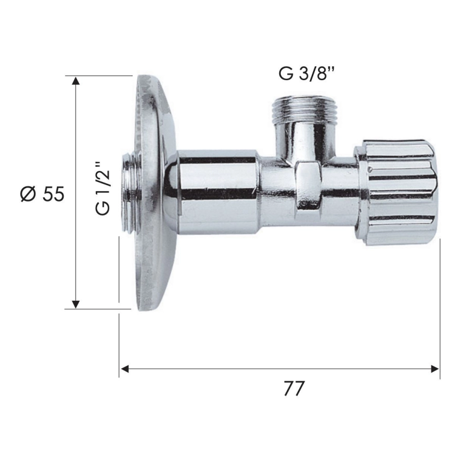 REMER Запорный вентиль 1/2x3/8 хром 1171238 – купить в Omnisan